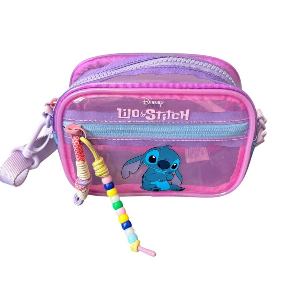 Disney X ZARA Lilo & Stitch Pink Purple Clear Crossbody Bag Beaded Charm